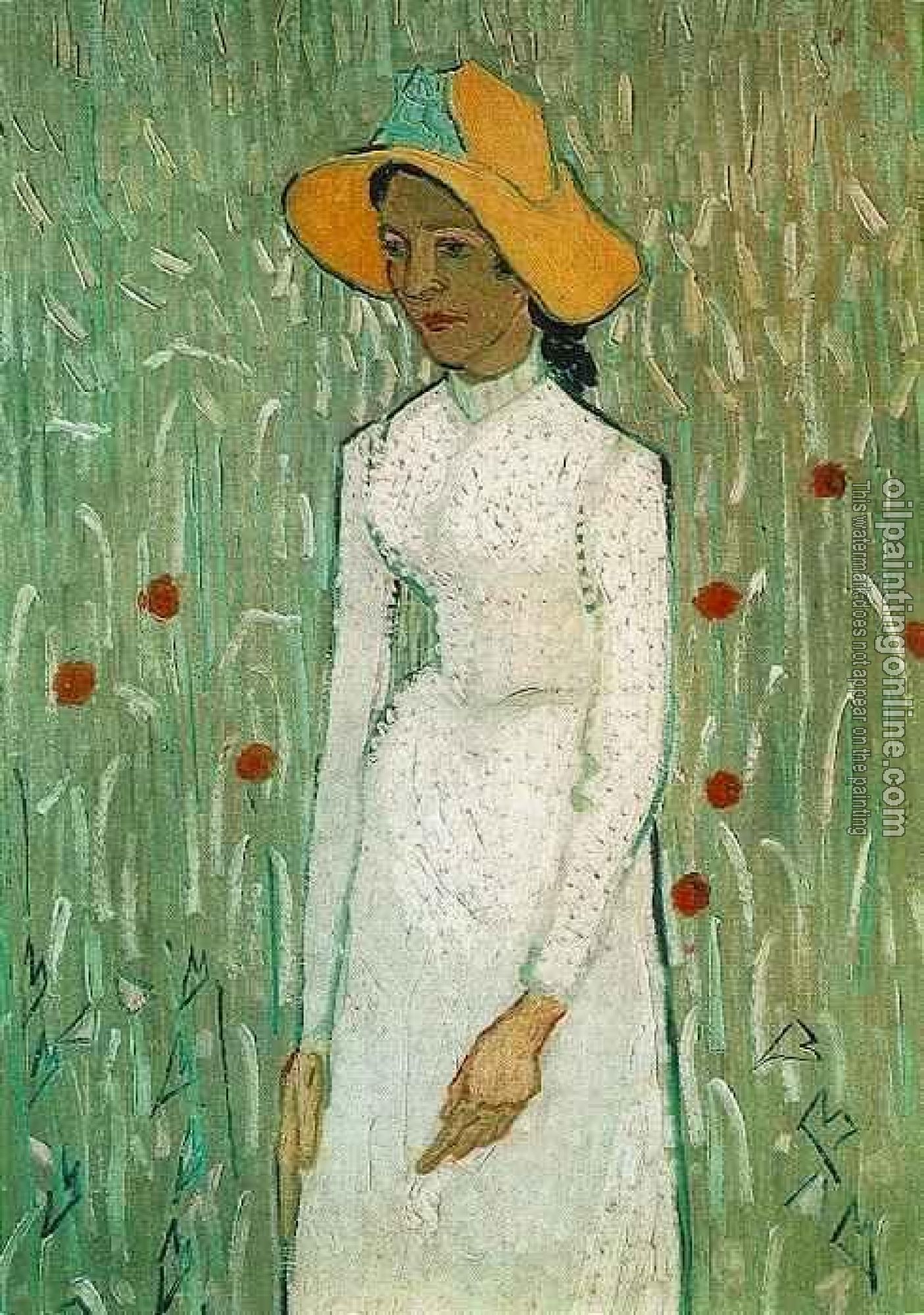 Gogh, Vincent van - Young Girl Standing Against a Background of Wheat
